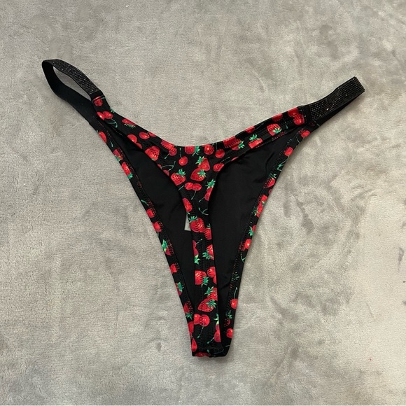 New! Victoria’s Secret shine strap thong bikini bottom strawberry 4623 - Picture 8 of 9